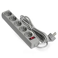 Exegate EX266862RUS Сетевой фильтр Exegate SP-5-1.5G (5 розеток, 1.5м, евровилка, светло-серый)