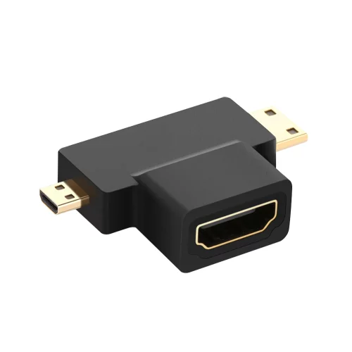 GCR Адаптер переходник 2в1 Micro-HDMI 19M + Mini-HDMI 19M / HDMI 19F, GCR-54946