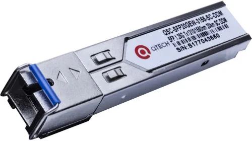 Трансивер QTech QSC-SFP20GEW-3155-SC-DDM оптич. SFP SM 1Гбит/с Tx:1310нм Rx:1550нм до 20км