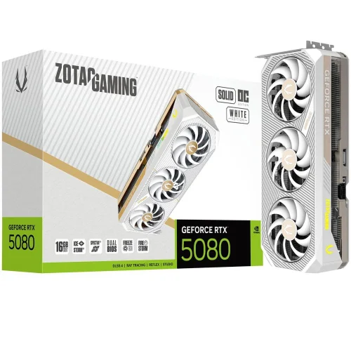 Видеокарта Zotac Bad Pack RTX5080 SOLID OC WHITE ED 16GB GDDR7 256bit 3xDP HDMI 3FAN PREMIUM PACK (ZT-B50800Q-10P|BP)