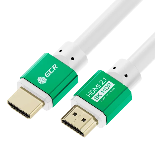 GCR PRO Кабель 1.0m HDMI 2.1, белый, Ultra HD 8K 60Hz, 4K 144Hz, динамический HDR, 4:4:4, 48.0 Гбит/с, 3Х экран с армированием, GCR-57287