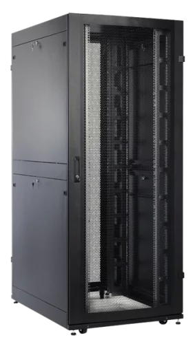 Шкаф серверный ПРОФ напольный 48U (800x1200) дверь перфор. 2 шт., черный, в сборе (ШТК-СП-48.8.12-44АА-9005)