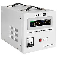 Exegate EX291768RUS Стабилизатор напряжения ExeGate Expert AS-15000 (15000ВА, вход 140-260В, цветной дисплей, выход 220В±8%, КПД 98%, 5 уровней защиты, задержка, усиленный метал. корпус, клем.колодка,