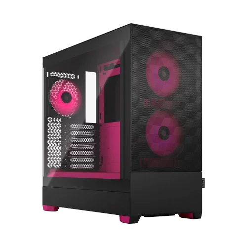 Корпус ПК без блока питания/ Case Fractal Design Pop Air RGB Magenta Core TG Clear Tint, Midi-Tower, 3x120mm RGB, 2xUSB-A 3.2 ATX, mATX, mITX Black/ Magenta (FD-C-POR1A-03)