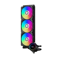 Система охлаждения/ PCCooler DA360 ARGB BK (280W, 360mm, Black, ARGB/ Fans: 3x120mm, 72.1CFM, 33.8dBA, 1800RPM/ Pump height 55mm, 28dBA, 3000RPM, Rad thickness 27mm/ S: 1851, 1700, 1200, 20XX, 115X, AM5, AM4)
