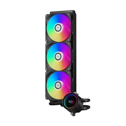 Система охлаждения/ PCCooler DA360 ARGB BK (280W, 360mm, Black, ARGB/ Fans: 3x120mm, 72.1CFM, 33.8dBA, 1800RPM/ Pump height 55mm, 28dBA, 3000RPM, Rad thickness 27mm/ S: 1851, 1700, 1200, 20XX, 115X, AM5, AM4)
