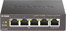 D-Link DGS-1005P/ B3A Неуправляемый коммутатор с 5 портами 10/ 100/ 1000Base-T (4 порта PoE 802.3af/ at, PoE-бюджет 60 Вт) (DGS-1005P/B3A)