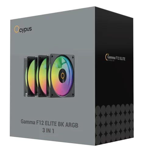 Вентилятор для корпуса Ocypus Gamma F12 Elite BK ARGB 3 IN 1, 120x120x25mm, 4-PIN PWM, 600-1800 RPM, 26 DBA MAX, HYDRO BEARING фото 5