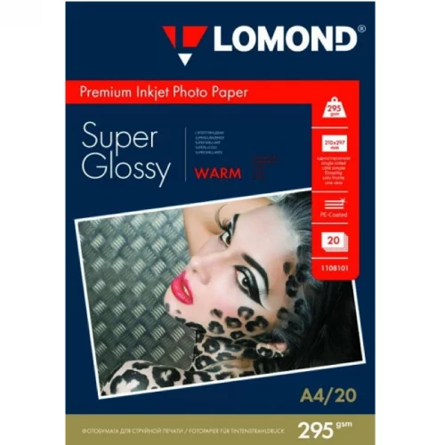 Фотобумага Lomond A4/295г/м2/20л./белый высокоглянцевое для струйной печати (1108101)