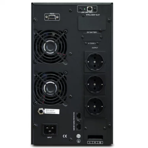 ИБП POWERMAN Online 3000, LCD, двойного преобразования, 3000ВА, 2700Вт, 2 евророзетки с резервным питанием, USB, RS232, слот SNMP, разъем EPO, внешни? (POWERMAN ONLINE 3000 PLUS) фото 2