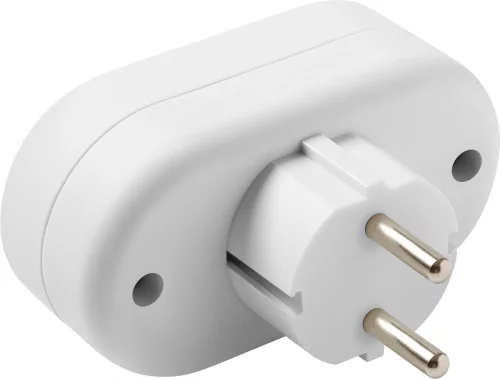 Адаптер-переходник Defender TA-03 (2 розетки) белый (пакет ПЭ) (99107) фото 3