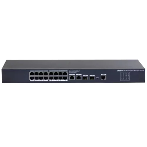 *Коммутатор Dahua DH-SG4020, 20-портовый управляемый коммутатор, уровень L2, 18xRJ45 1Gb, 2xRJ45 1Gb uplink, коммутация 56 Гбит/ с, MAC-таблица 8K, металл
