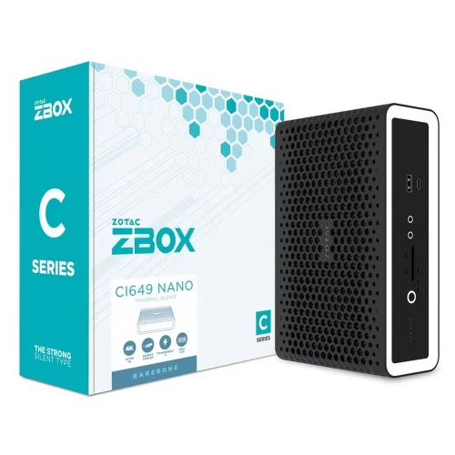 ZOTAC ZBOX-CI649NANO-BE, FANLESS, i5-1335U, 2 DDR5, M.2 SSD, wifi,bt, EU plug 2.5" SATAIII BAY, 2 GLAN,USBDRV, DP/ HDMI