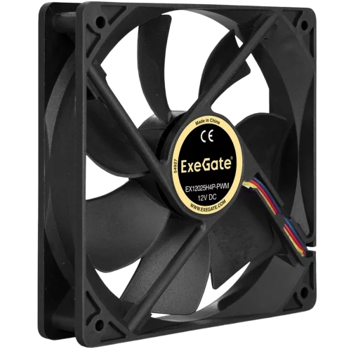 Exegate EX283392RUS Вентилятор ExeGate E12025H4P-PWM, 120x120x25 мм, гидродинамический, 4pin, PWM, 24dBA (без креплений)