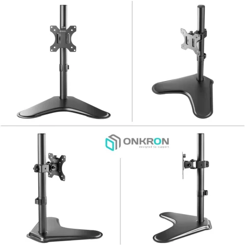 Кронштейн для монитора ONKRON D101FS Black / 10-32 макс. 100*100, настольная подставка, наклон -85?+45? поворот 360?, вылет от основание 0-113мм, макс.перемещение по вертикали 200-380мм, нагрузка 10кг, портрет/ альбом ориентация (441733) {5} фото 2