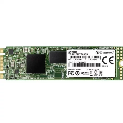 Твердотельный накопитель/ Transcend SSD 830S, 512GB, M.2(22x80mm), SATA3, 3D TLC, R/W 560/500MB/s, IOPs 80 000/85 000, DRAM buffer 512MB, TBW 280, DWPD 0.3 (5 лет) (TS512GMTS830S)