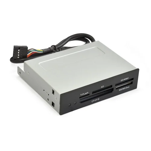 Exegate EX283581RUS Картридер USB2.0 ExeGate 3.5, мультиформатный: CF/ SD/ MMC/ MS/ MS Duo/ MS pro/ T flash, черный, металл