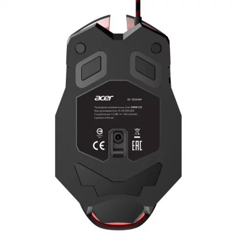 Мышь Acer OMW125 Wired,3200dpi, USB, 6but, cable 1.8 m (ZL.MCEEE.00Z) фото 2