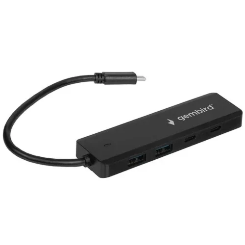 Gembird Разветвитель USB3.1 2xUSB, 2xType-C, с доп.пит (Type-C),кабель Type-C 19см, черный, коробка (UHB-C425) фото 2
