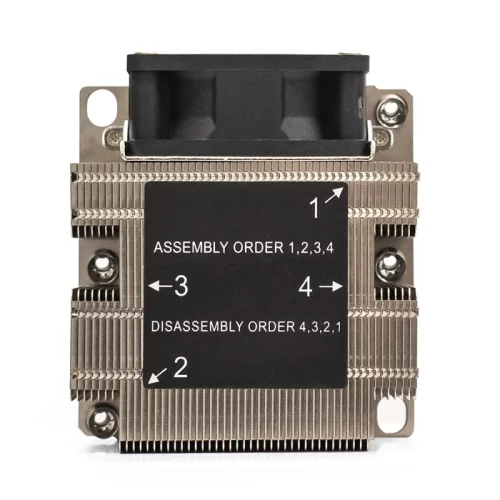 Exegate EX293439RUS Кулер ExeGate ESNK-P0068AP4.PWM.2U.3647.Cu (Al+Cu, 2U, 4 тепл. трубки, LGA3647, TDP 205W, PWM, 2100-6800RPM, 2 ball bearing, 4pin, 52db, 430г, на винтах, с термопастой, Retail box) фото 6