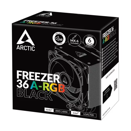 Вентилятор для процессора Arctic Cooling Вентилятор для процессора Arctic Freezer 36 A-RGB (Black) - Retail (Intel: LGA 1851, LGA 1700 AMD: AM5, AM4) (ACFRE00124A) фото 9