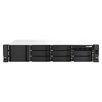 Сетевое хранилище без дисков/ SMB QNAP TS-873AeU-RP-4G NAS 8 HDD trays, 2x 2.5 GbE. 64-bit 4-core AMD V1500B 2,2 GHz, 4 GB. RAM (1*4 GB) up to 32GB (2*16 GB), 2 x M2 2280 (PCIe Gen3 x 1), 2xPSU W/o rail kit RAIL-B02