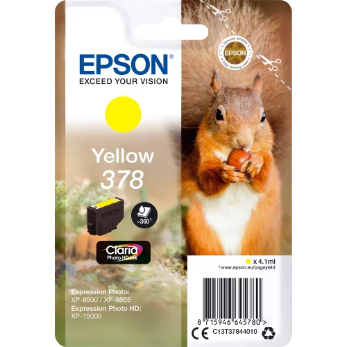 Картридж/ Singlepack Yellow 378 Claria Photo HD Ink (C13T37844010)