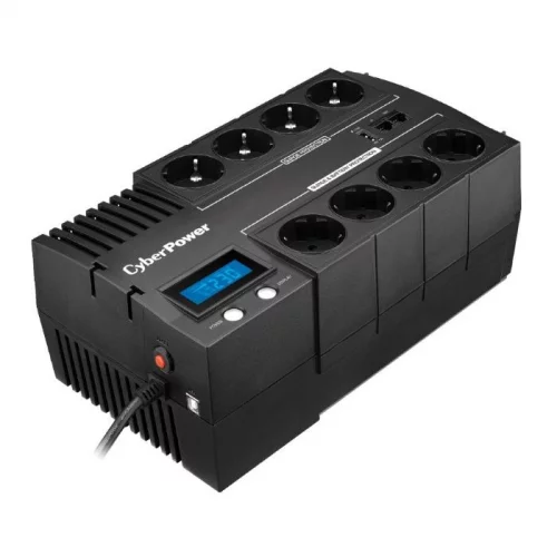 ИБП CyberPower BR1200ELCD, Line-Interactive, 1200VA/720W, 8 Schuko розеток, USB&USB Charger, RJ11/RJ45, LCD дисплей, Black, 0.33х0.2х0.01м., 9кг./ UPS Line-Interactive CyberPower BR1200ELCD 1200VA/720W USB/RJ11/45 (4+4 EURO)