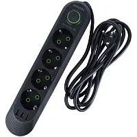 Amper сетевой удлинитель, 2,0м, 4 розетки, 3*0,75мм, 10А, 2500 Вт, 3usb, черный. (JH-1072U-2B)