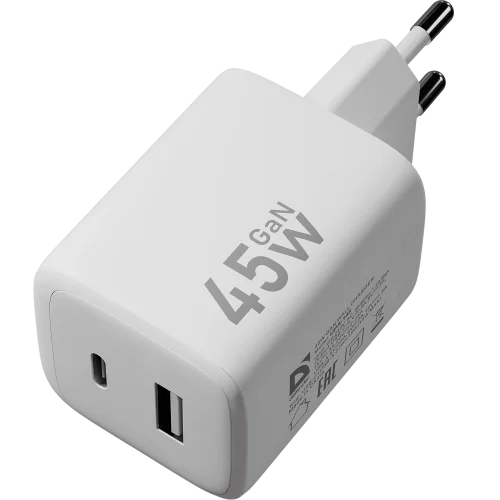 Defender Сетевой адаптер UPA-145 45W, USB A+C, белый (83245)