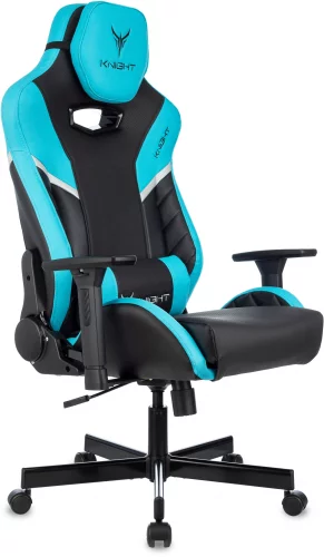 Кресло игровое Knight Thunder 5X черный/ голубой экокожа крестов. металл (KNIGHT THUNDER 5X BL)