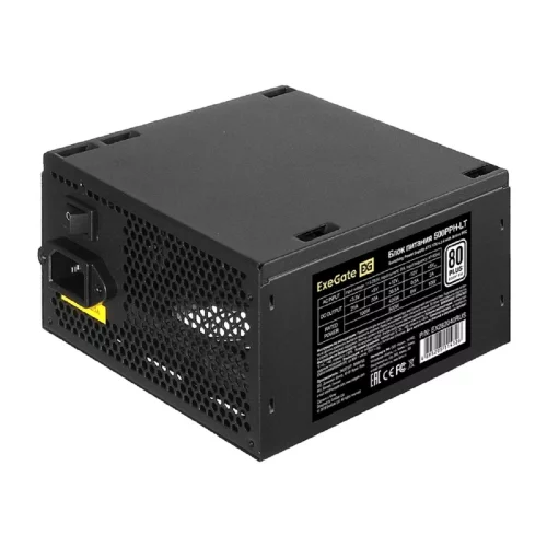 Exegate EX282040RUS Блок питания 500W Exegate 500PPH-LT, 80+,RTL ATX, black, APFC, 12cm, 24p, (4+4)p, 5*SATA, 3*IDE
