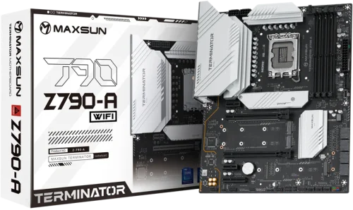 Материнская плата MAXSUN MS-Terminator Z790-A WIFI, LGA1700, Z790, 4*DDR5, 4*SATA3,4*M.2, USB 3.2, USB 2.0, Type-C, 1*PCIEx16, 1*PCIEx4, 1*PCIEx1, HDMI+DP, ATX