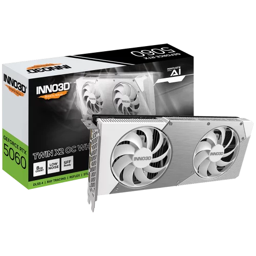 Видеокарта INNO3D RTX 5060 Twin X2 OC WHITE/ / RTX5060, HDMI, DP*3, 8G,D7 (N50602-08D7X-195070W)