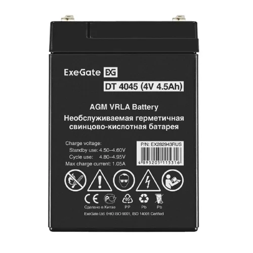 Exegate EX282943RUS Аккумуляторная батарея DT 4045 (4V 4.5Ah, клеммы F1) фото 2