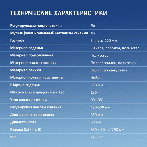 Кресло игровое Оклик 111G черный/ синий сиденье черный сетка/ ткань с подголов. крестов. пластик черный (1873068) фото 11