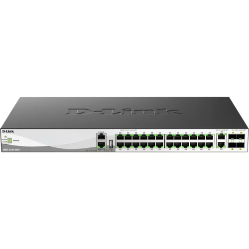 Коммутатор/ Multigigabit Managed L3 Stackable Switch 24x2.5GBase-T, 2x10GBase-T, 4х25GBase-X SFP28, Surge 6KV, CLI, 1000Base-T Management, RJ45 Console, USB, RPS, Dying Gasp (DMS-3130-30TS/A1A)