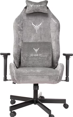 Кресло игровое Knight N1 Fabric серый Light-19 с подголов. крестов. металл (KNIGHT N1 GREY)