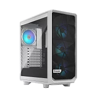 Корпус ПК без блока питания/ Case Fractal Design Meshify 2 Compact RGB TG Light Tint, Midi-Tower, 4x120mm RGB, 2xUSB-A 3.2 + 1xUSB 3.2 Type-C ATX, mATX, mITX White (FD-C-MES2C-08)