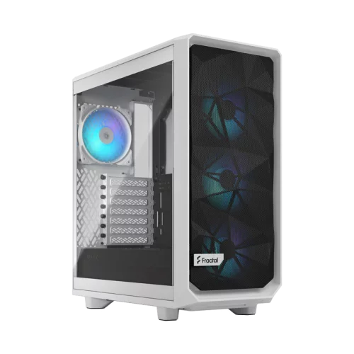 Корпус ПК без блока питания/ Case Fractal Design Meshify 2 Compact RGB TG Light Tint, Midi-Tower, 4x120mm RGB, 2xUSB-A 3.2 + 1xUSB 3.2 Type-C ATX, mATX, mITX White (FD-C-MES2C-08)