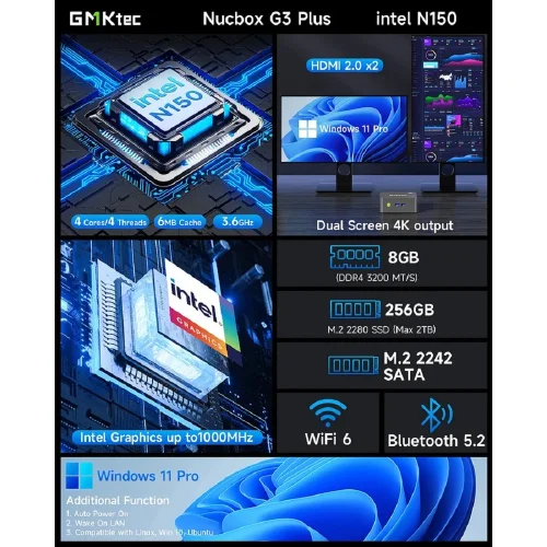 GMK Technology G3S/N95/16+512GB NucBox G3S/N95/16+512GB (Intel N95) 16GB+512GB, Win11 Pro фото 2