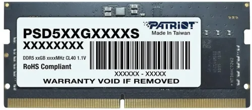 Оперативная память Patriot SL DDR5 32GB 5600MHz SO-DIMM SINGLE 1*32GB CL46 46-46-46-90 1.1V (PSD532G56002S)