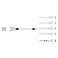Кабель Miradeed MD-6715032, HDmSAS SFF8643 -to- 4*SATA + SideBand, 12G, 85 Ohm, 60cm