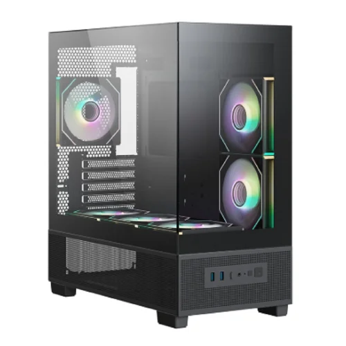 XASTRA Корпус Q500M 6ARGB-C10-UC Black mATX/Aquarium/Screewless/ 6x120mm ARGB PWM FM fans/Argb+PWM HUB 10port/ Type-C/ Q500M-6FM12A-C10-UC