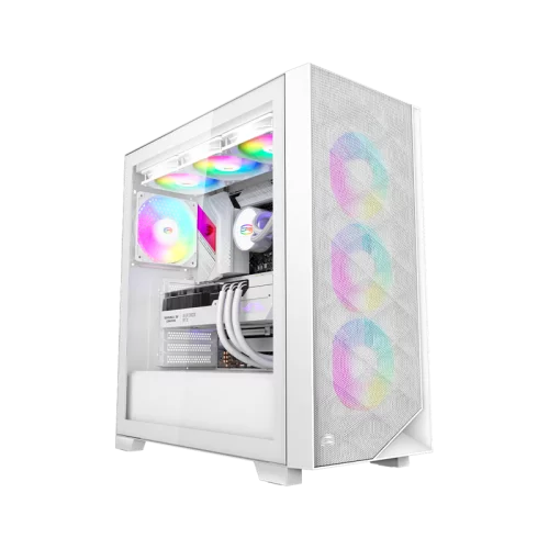 Корпус без блока питания/ Case PCCooler C3D510 WH ARGB, Midi-Tower, TG, Mesh, 3x120mm ARGB, 2xUSB-A 3.0, E-ATX, ATX, mATX, mITX White