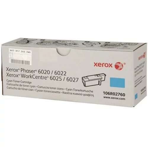 Принт-картридж Xerox, голубой, 1000 стр., для Phaser 6020/ 6022/ WorkCentre 6025/ 6027 (106R02760)