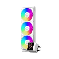 Система охлаждения/ Water Cooling System PCCooler DC360 Pro ARGB Display WH (310W, 360mm, LED, White, ARGB/ Fans: 3x120mm, 90.56CFM, 39.8dBA, 2500RPM/ Pump height 65mm, 15dBA, 2600RPM, Rad thickness 2