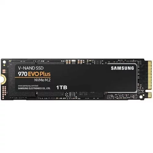 Твердотельные накопители/ Samsung SSD 970 EVO Plus, 1000GB, M.2(22x80mm), NVMe 1.3, PCIe 3.0 x4, 3-bit MLC, R/W 3500/3300MB/s, IOPs 600 000/550 000, DRAM buffer 1024MB, TBW 600, DWPD 0.33 (12 мес.) (MZ-V7S1T0BW)