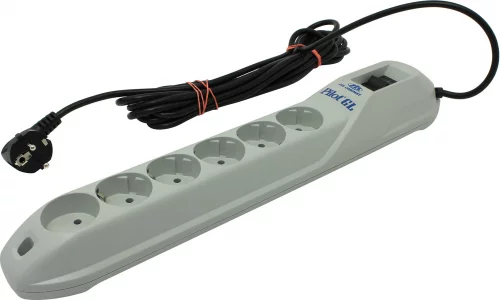 Сетевой фильтр Pilot GL 6 розеток (5 евро + 1 без заземления) 3 м/ Surge protector Pilot GL 6 outlets (5 euro + 1 without ground) 10A / 2.2kVt, 3m (PILOT GL3M)