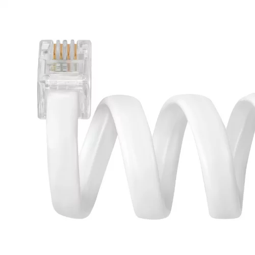 Greenconnect Телефонный шнур витой для трубки2m, RJ9 4P4C (джек) белый, GCR-TPC4P4C-2.0m